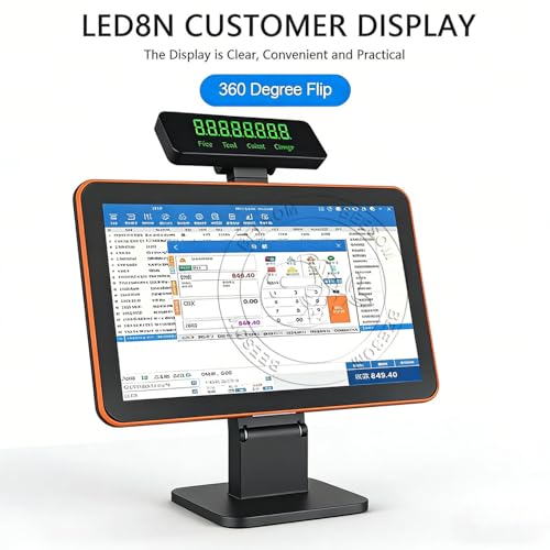 BEESOM Caja Registradora,Digital Cash Register Scanner,8+128G Storage,15.6" Multi-Touch Screen + Handheld Scanner,Built-in Thermal Printer,Easy Operation,Small Retail/Offices Double
