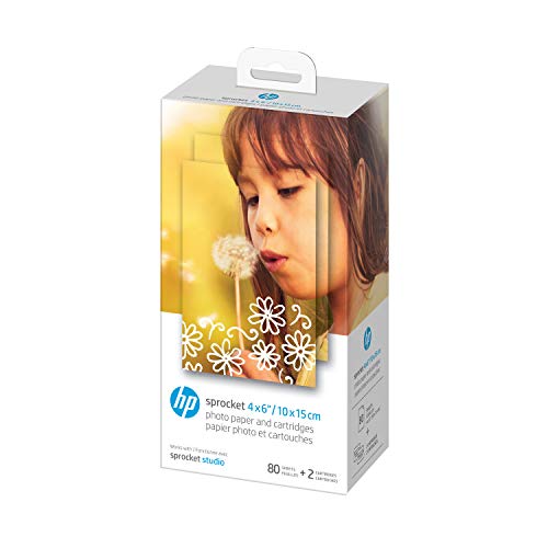 HP Sprocket Studio 4x6 Photo Paper & Cartridges (80 Sheets - 2 Cartridges) Starter Bundle