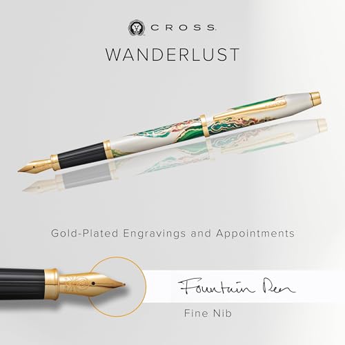 Cross Wanderlust Borneo Refillable Fountain Pen, Fine Nib, Black Ink