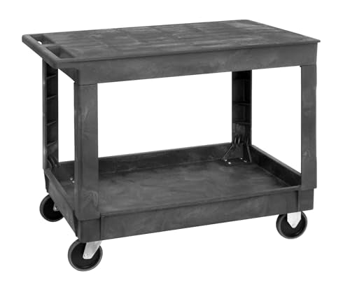 Quantum QFS-PFTC4026-33-2 Polymer Mobile Utility Cart, 2 Shelves, 550 lb Capacity, 40" W x 26" D x 32.5" H, Gray, Push Handle