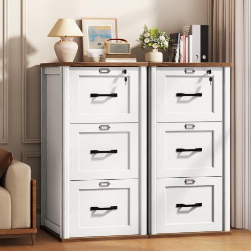 RALGEND 3‑Drawer File Cabinet with Lock, Tall File Cabinet for Home Office