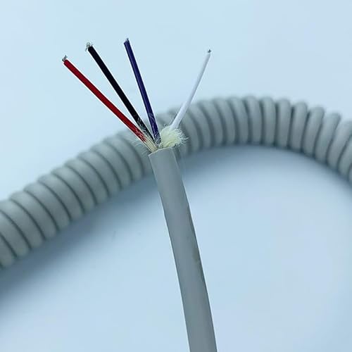 Coiled Mains Flex Curly Spring Cord 4 Cores 22AWG Shrinkable Telescopic