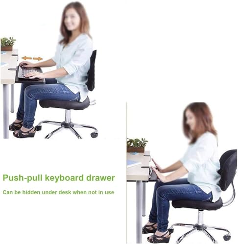 BWPURWDFH Clamp-On Keyboard Tray, Ergonomic Desk Extender Tray, Sturdy, Easy to Set Up, Under Desk Comfort Pull-Out Keyboard Drawer Platform, Improve Work Efficiency (Walnut 52x25cm (21x10in
