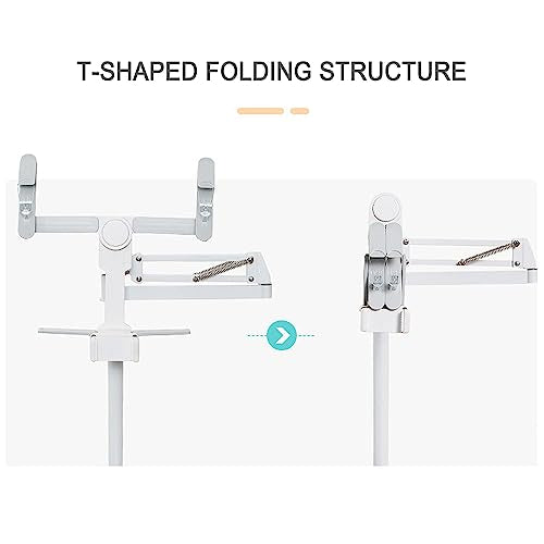 Buhelyc Book Holder Floor Stand with Wheels, Portable Tablet Floor Stand Holder with Lights, Hands Free Book Holder Stand, Easy to Move, Adjustable Height Angle, for Laptop, Magazines(Size:NO LAMP)