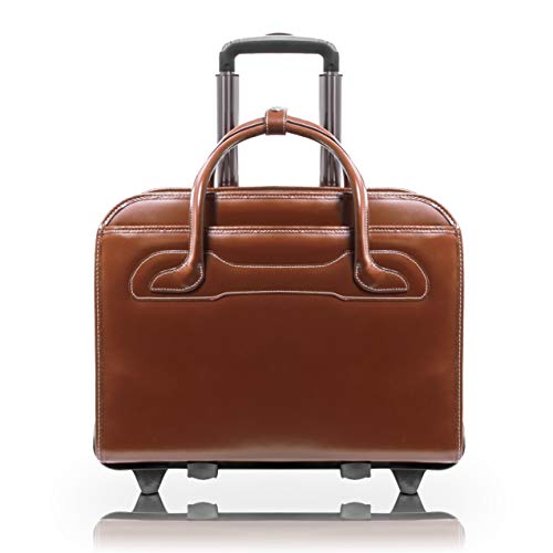 McKlein WILLOWBROOK, 17" Leather Detachable -Wheeled Ladies' Laptop/Computer & Tablet Business Briefcase Bag/Women's Rolling Overnight Travel Bag, Removable trolley case