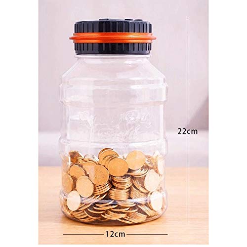 PGNEX Digital Piggy Bank Counter, Automatic UK Coin Counting Jar Money Box for Kids and Adult, Safe Money Bank Coin Saving Pot Container with Display(White-Dinosaur Doodle4)