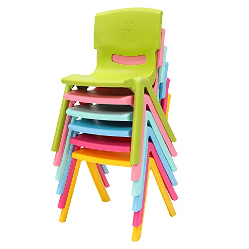 6-Pack Stackable Chairs Plastic School Chairs for Classroom, Daycare, Home – Lightweight, Easy Clean, Ergonomic (Multi-Color B)