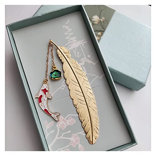 Bookmark Feather Metal Bookmark with Chain for Book Lovers Writers Readers Children Teens Men Women 8 Styles Metal Bookmark (Color : 4) (5)