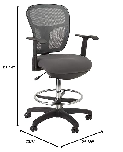 Norwood Commercial Furniture Adjustable-Height Office Mesh Drafting Chair with Chrome Footrest Ring & Optional Arms