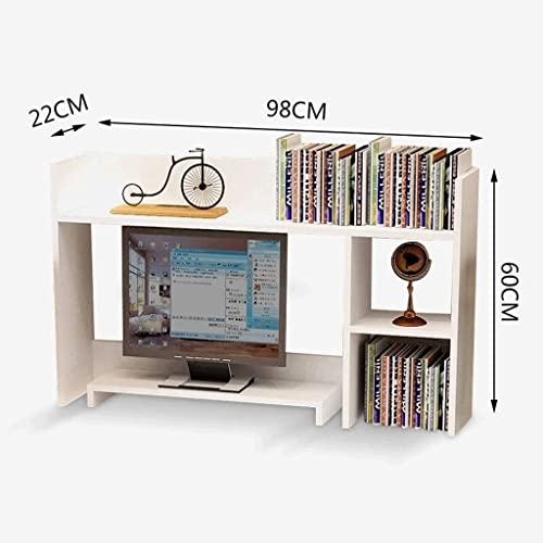 UINGBPXT Bookcase Wood Desktop Bookshelf Computer Monitor Stand Desk Organizer Storage Rack Display Shelf Countertop Bookcase for Home Office High Capacity