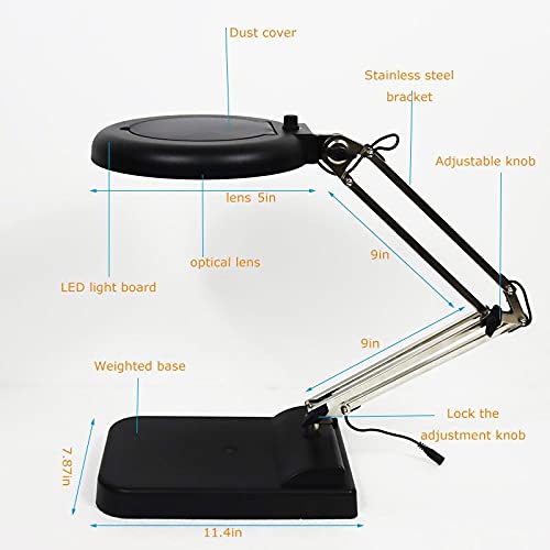 TECHTONGDA 30X Magnifier Light Amplification Table Black Lamp LED Magnifying Transparent Glass for Reading Working Crafts Workbench