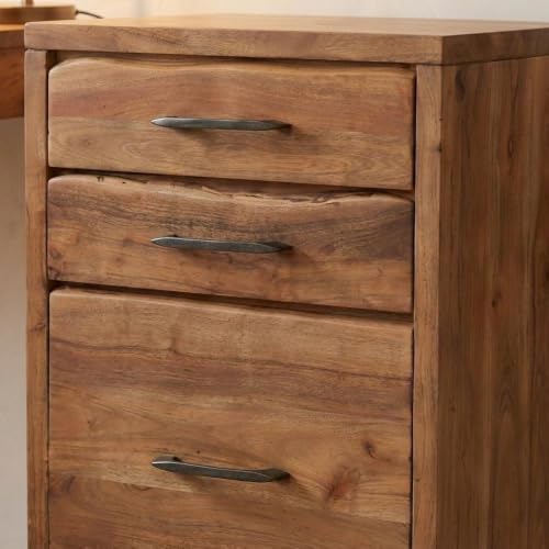 Starlight Canyon Home Solid Acacia Wood Filing Cabinet with Live Edge Drawers, Rustic Vertical File Cabinet for Home Office Storage