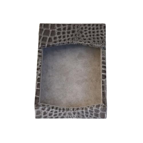 DACASSO Protacini Castlerock Gray Italian Crocodile Leather Memo Holder - Luxury Memo Holder & Paper Organizer for Desk - Office Organization & Executive Desk Decor - (Gray)