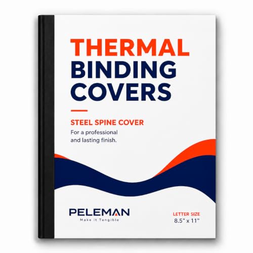Custom Spine Covers for Thermal Binding – Binder Spine Only for 20–340 Sheets – Use with Any Thermal Binding Machine – Portrait & Landscape – Peleman (Black, 160 Sheets Max - 44/Box)