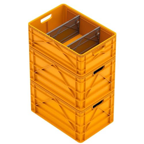 SIDIO Basic Pack, Heavy Duty Stackable Storage Bins with Dividers, Sol