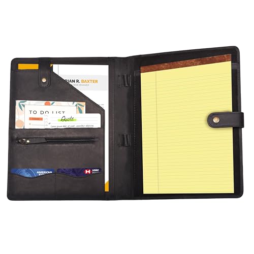 LEATHER VILLAGE Leather Portfolio for Men Women, Business Padfolio Folder