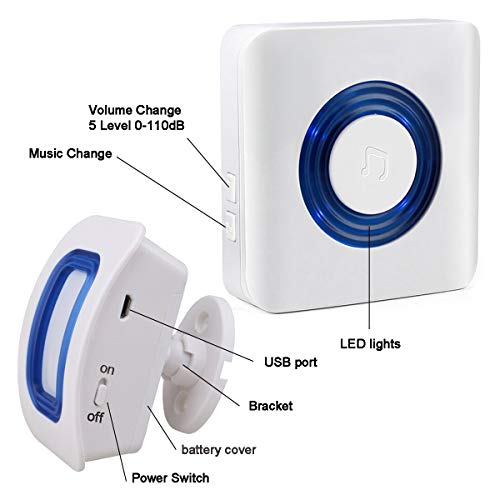 Caregiver Pager Wireless Motion Sensor Alert Room Bed Alarm and Fall Prevention for Elderly Dementia Patients (3 Receiver+2 Monitor Motion)