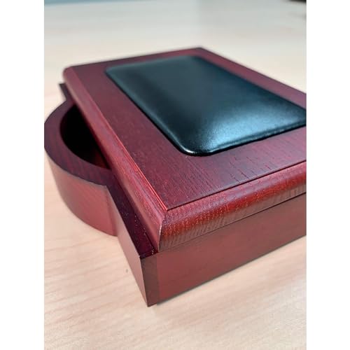 Dacasso Luxury Mahogany/Rosewood & Black Leather Memo Pad/Note Holder - Executive Desk Decor and Elegant Organizer for Office or Boardroom Table Protection