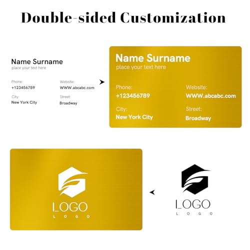 20-500 Custom Metal Business Cards Engraved Logo Text QR Code for Branding