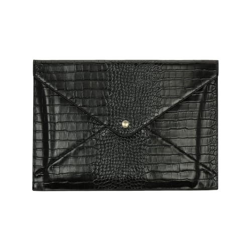 Heaven Mayhem Laptop Sleeve, Crocodile Textured Faux Leather Case, Black