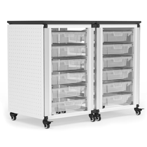 LUXOR MBS-STR-21-12S Modular Classroom Storage Cabinet - 2 Side-by-Side modules with 12 Small Bins