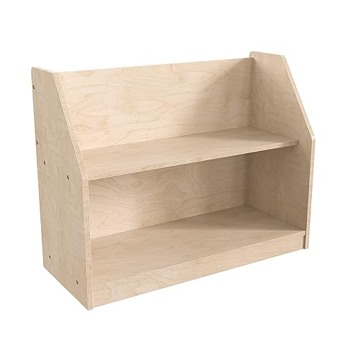 Classroom Essentials Commercial Grade Modular 2 Shelf Wooden Classroom Display Shelf, Natural