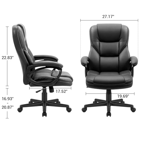 Furmax Office Executive Chair High Back Adjustable Managerial Home Desk Chair, Swivel Computer PU Leather Chair with Lumbar Support (2, Black)