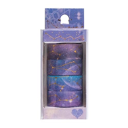 UOHLCX Starry Sky Cherry Blossoms Washi Tape Set Adhesive DIY Scrapbooking Sticker Label