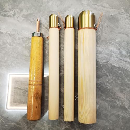 YCJZDIANPU Flint Knapping Tools Pad Kit, 4-Piece Flint Napping Tools,Flint Knapping Tool Kit for Stone Age Crafting, Includes Pressure Flaker and Copper, Ideal for Professionals and Beginners.