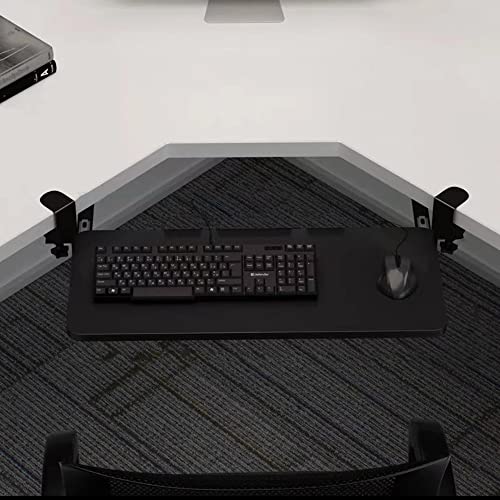 FKHFTI Keyboard Drawer with C Clamp Rotating Keyboard Tray Under Desk Ergonomic Mouse Keyboard Extender Platform 21Inch 26Inch Keyboard Stand-Easy Install/White/65Cm (Black 52Cm)