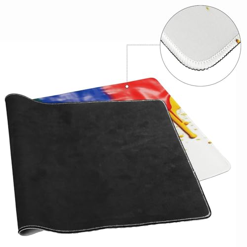Paint Splatter Backdrop Locked Edge Desk Mat & Mouse Pad Premium Rubber Desk Protector Large Size for Laptop/Keyboard Multi-Size Optional for Home Office Internet Cafe