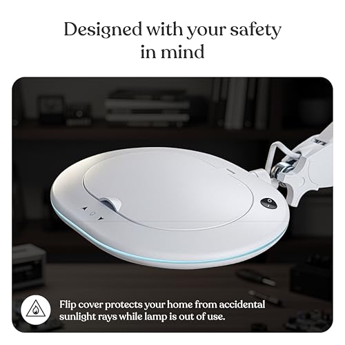Brightech LightView Pro XL Magnifying Desk Lamp with Clamp, Adjustable Magnifying Glass with LED Light for Crafts, Reading, Close Work, Dimmable Light Magnifier with Wide Glass Lens