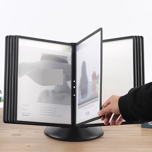 Wall file organizer,Wall Mounted File Holder, Wall Mount Reference Organizer, 20 Display Pockets, 360°Adjustable Desk Flip File Holder, Catalog Display Rack, for Office Display and Storage A4 Menu Pos