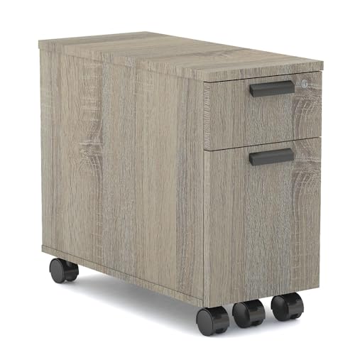 NBF Upward 2-Drawer Mobile File Pedestal Storage with Lock - Modern Mobile File Cabinet for Document Storage - Pedestal Office Filing Cabinet with Wheels (White)
