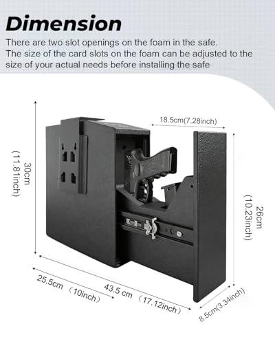 Biometric Gun Safe, Auto Sliding Drawer Pistol Safe with Fingerprint Access