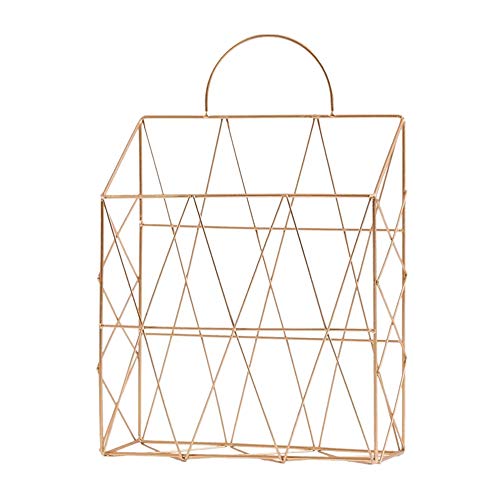NSUQOA Magazine Holder Hanging Wall Mounted Newspaper Periodical Book Document File Organizer Basket Metal Shelf Storage Container Di(Gray)