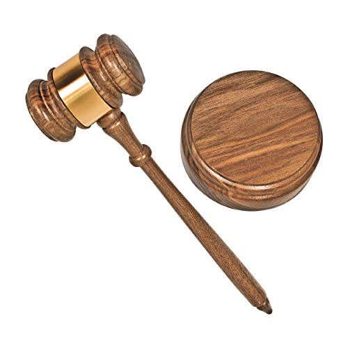 ADVANTUS Corporation Gavel Set with Sound Block and Brass Engraving Band, Walnut (60001)