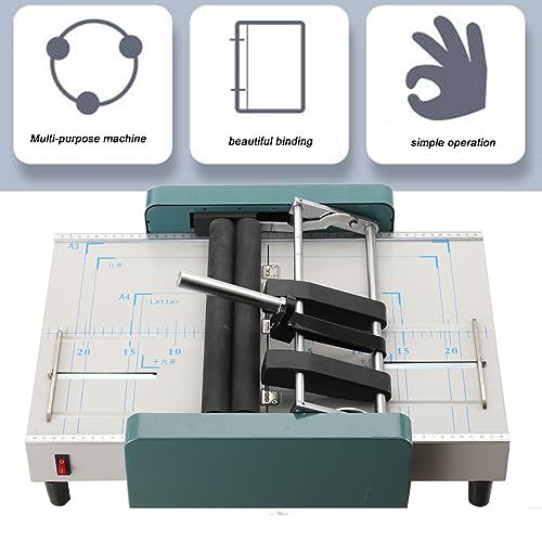 Lfhelper Manual Paper Booklet A3 Binding Folding Machine Automatic Folding Machine 60W Paper Stapling Making Book Stapler 110V Pamphlet A3 Paper Bookbinding for Printing Factory School Office