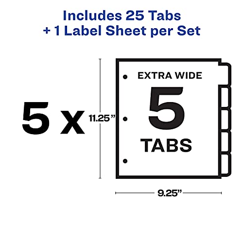 Avery 11440 Index Maker X-Wide Divider, 9-1/4 x 11-1/4, White, 5 Tab, 5 Sets/PK