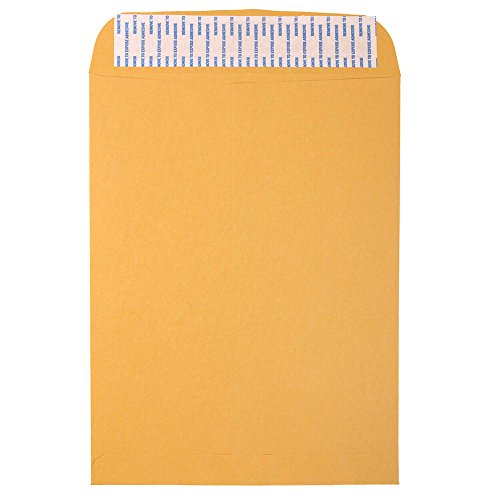 JAM PAPER 9 1/2 x 12 1/2 Open End Catalog Envelopes with Peel and Seal Closure - Brown Kraft Manila - Bulk 500/Box