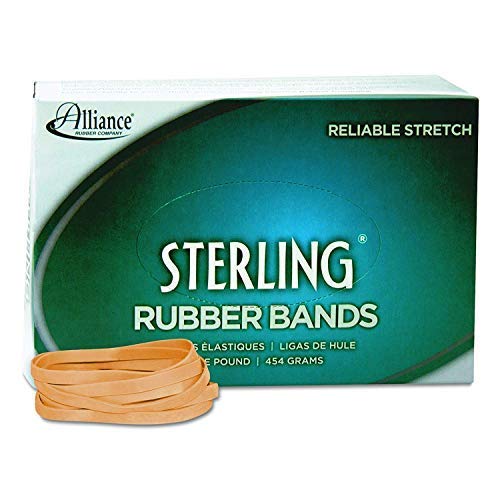 Alliance Rubber 24645 Sterling Rubber Bands Size #64, 1 lb Box Contains Approx. 425 Bands (3 1/2 x 1/4-Inches, Natural Crepe), Pack of 8