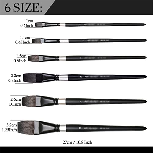 UOHLCX HBJWOV Hair Flat Watercolor Paint Brush Art Painting Brushes for Professional Watercolor Gouache Acrylic Drawing