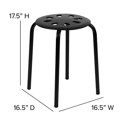 Classroom Essentials Plastic Nesting Stack Stools, 17.5" Height, Black (5 Pack)