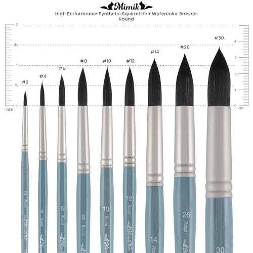 Creative Mark Mimik Professional Watercolor Brushes - Round # 30 - Synthetic Squirrel Hair - Natural Bristle Artist Brushes for Watercolors, Gouache & Acrylics