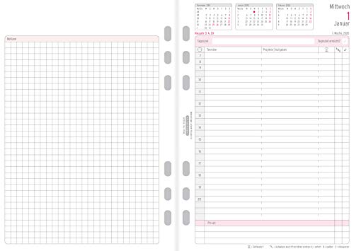 Chronoplan 50200 calendar insert 2020 (year set A5 with daily plans (148 x 210 mm), replacement calendar, ideal for professional daily planning, multi-punched (1 day on 2 pages)) white
