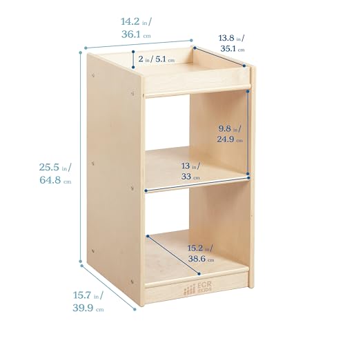 ECR4Kids 2-Cube Double-Sided Vertical Storage Organizer, Classroom Furniture, Natural