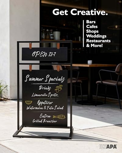Ilyapa Twin Metal A Frame Sign, Chalkboard Sidewalk Sign - 24x42 in