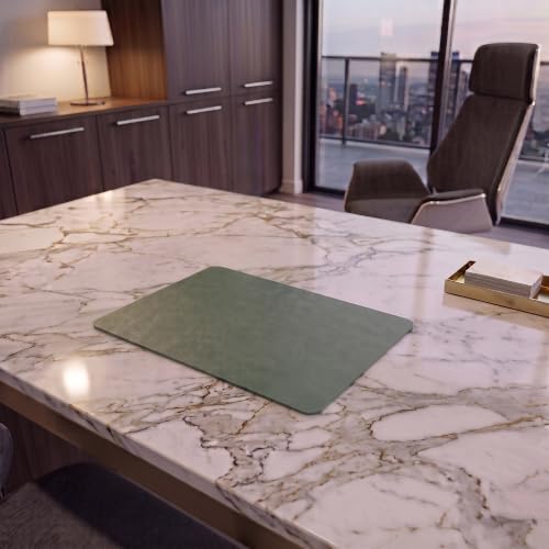 DACASSO Leather Desk Pad Without Side Rails - Luxury Leather Desk Blotter for Writing - Executive Desk Surface Protector - (Dark Green, 22" x 14")