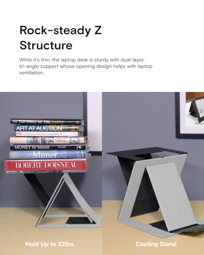 MOFT Folding Laptop Stand Lap Desk, Portable & Mini Computer Stand Laptop Desk for Travel and Home Office, Ergonomic Design with Adjustable Viewing Angles, Lightweight Computer Cooling Riser, Gray