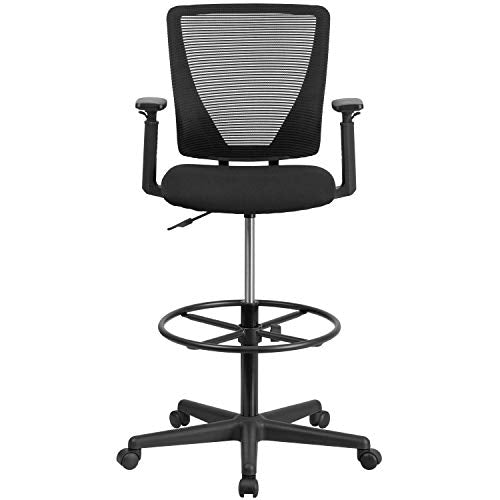 BizChair Ergonomic Mid-Back Mesh Drafting Chair with Adjustable Foot Ring and Arms